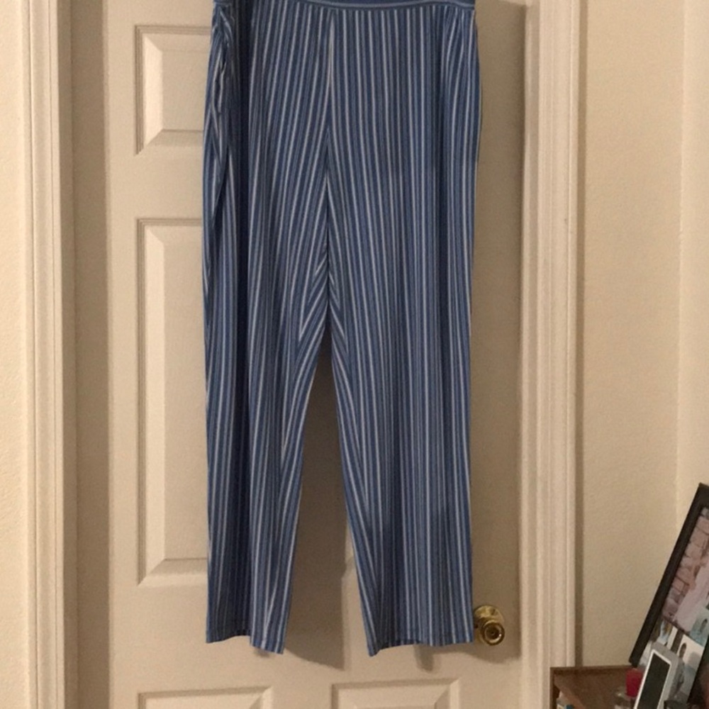 Susan Graver Blue Striped Wide Leg Pants
